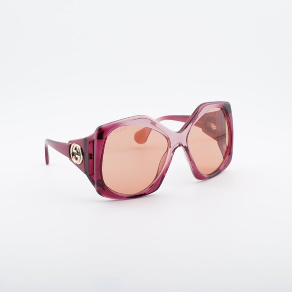 Gucci GG0875S 003 Sunglasses Burgundy Square Frame, Orange Lenses main image 6
